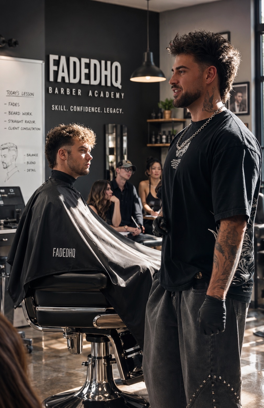 Barber training classroom at FadedHQ Barber Academy, Herculaneum MO